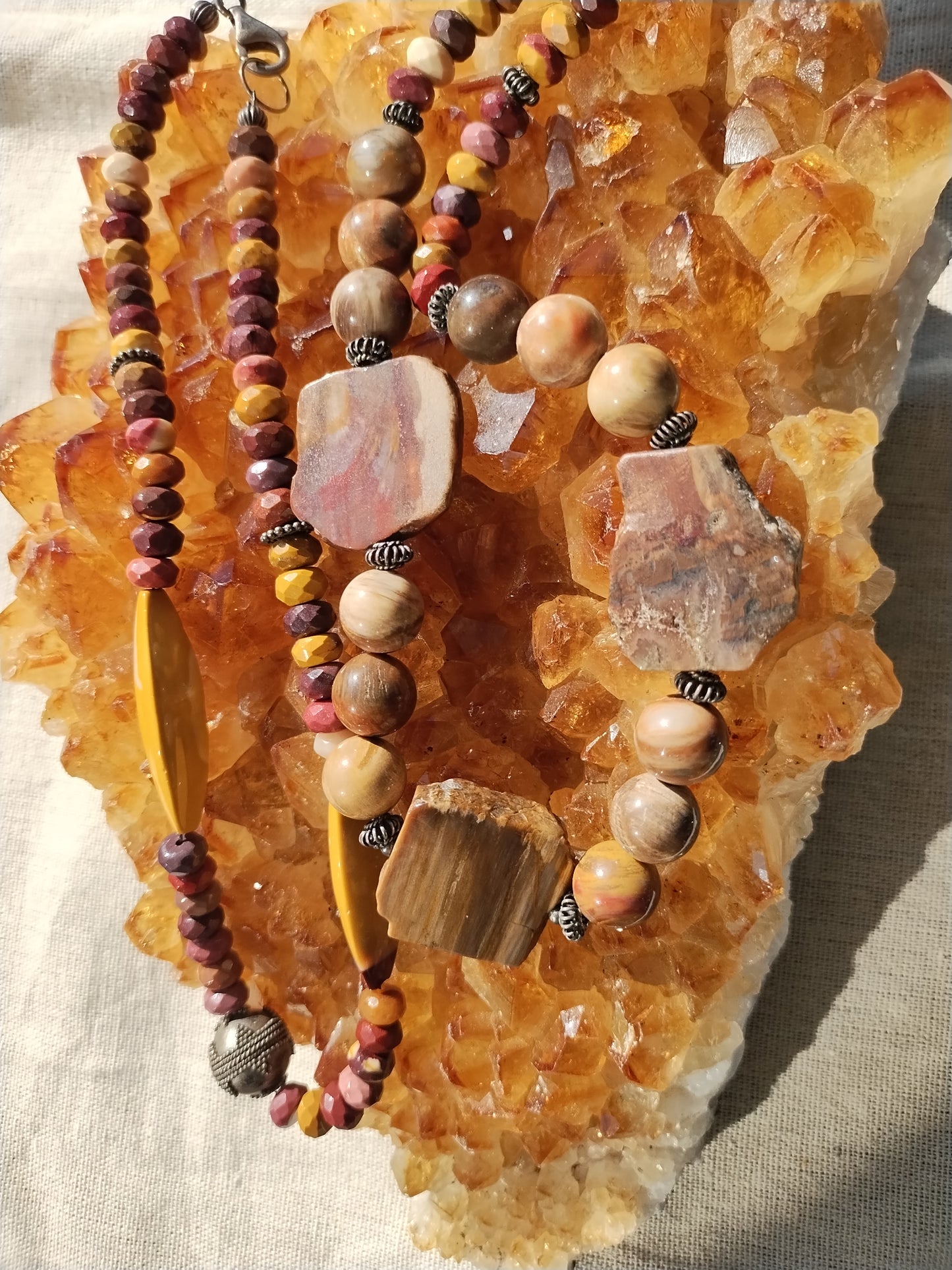 Mookite and Petrified Wood Necklace